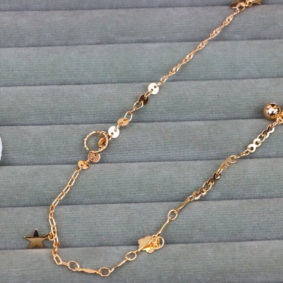 "Rose Gold Anklet with Star & Charm Accents, XPAL1034 - Picture 10 of 12